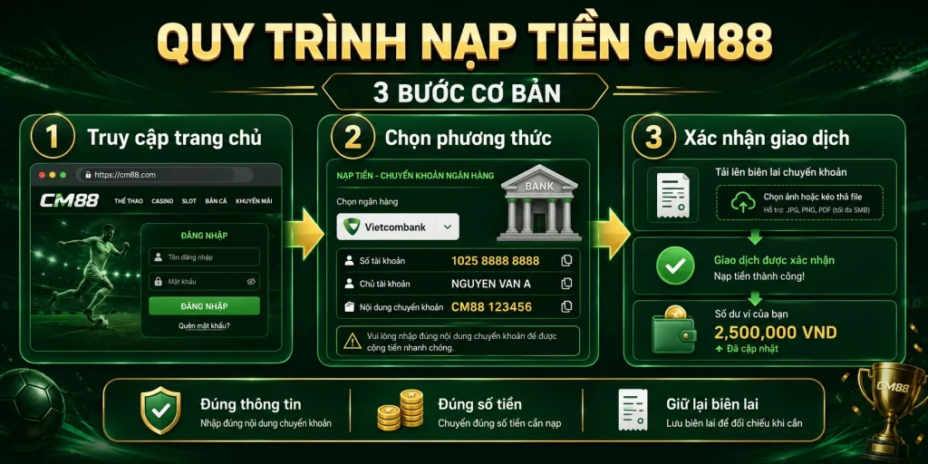 Tìm hiểu quy trình nạp tiền CM88 cơ bản nhất