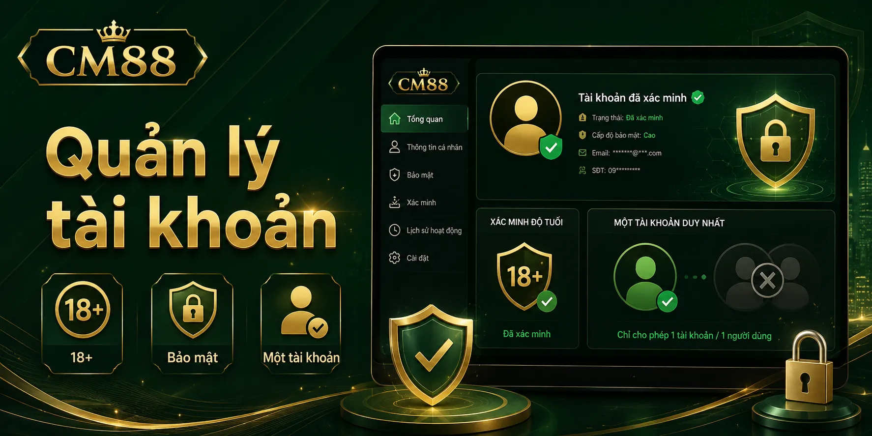 Quy tắc quản lý tài khoản với điều khoản điều kiện CM88